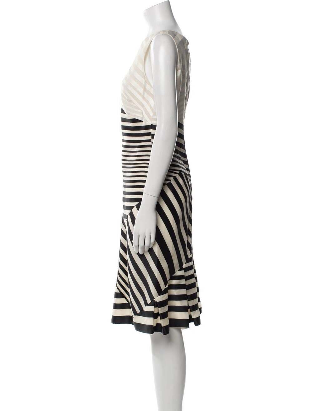 J. Mendel Cream and Black Striped Asymmetrical Midi Dress size 6 - Picture 2 of 6